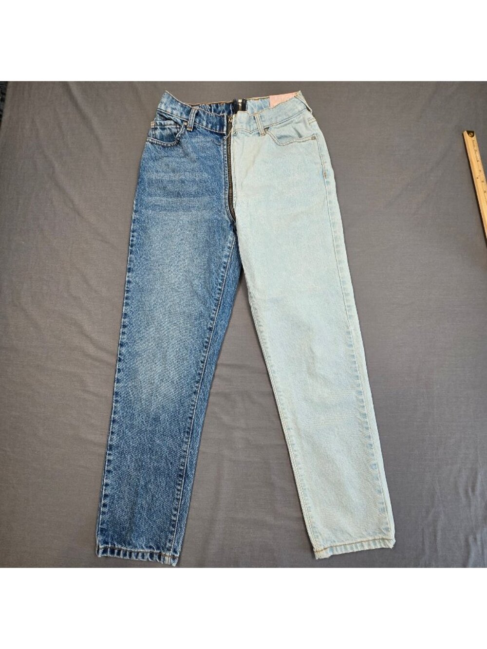 Revice Two-Tone High Waisted Jeans Size 28 Straight Leg Blue/Light Blue Denim